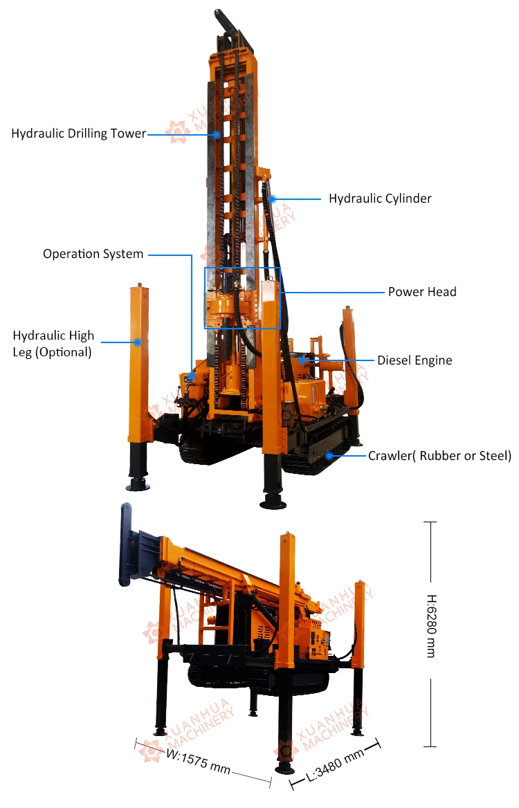 Ycd-280 Underground Water Drilling Machine Rock Drill Rig